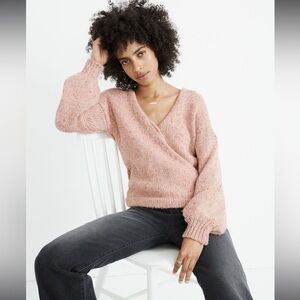 Madewell Beresford Wrap-Front Pullover Wool Blend Sweater